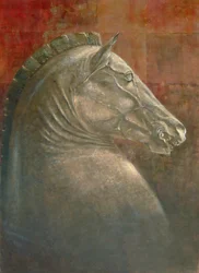 Hevosen pää, 1990 (akryyli paperille)