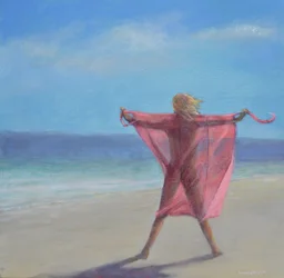 Pinkki Sari rannalla