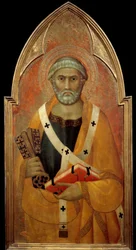 Pyhän Pietarin (San Pietro) Detrempen esitys puulla Lippo Memmin (tunnettu 1317-1347) 1300-luvun su. 0,94x0,44 m - Pyhän Pietarin (San Pietro) esitys. Tempera puulle, Lippo Memmi (tunnettu 1317-1347)