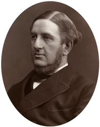 Sir William Vernon Harcourt, kruunun asianajaja, parlamentin jäsen, kansainvälisen oikeuden professori Cambridgen yliopistossa, 1877.