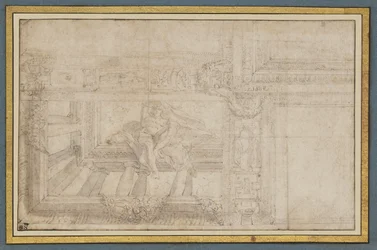 Ignudo, kattofreskon jälkeen Sala di Ulissessa, Palazzo Poggi, Bologna