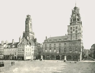 Vartiotorni ja Hotel De Ville, Calais, Ranska, 1895.