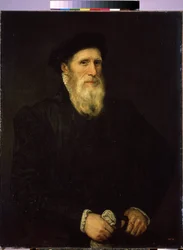 ""Vanhan miehen muotokuva"" (Vanhan miehen muotokuva) Lorenzo Lottolle (1480-1556) kuuluva maalaus n. 1550 Koko 93x72 cm Pietarin Eremitaaši