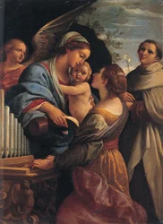 Italian kieli: Madonna lapsen kanssa ja pyhät Cecily ja Albert Madonna lapsen kanssa, pyhä Cecily ja pyhä Albert