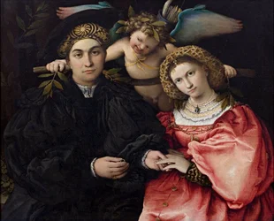 Muotokuva Marsilio Cassottista ja hänen morsiamestaan ​​Faustinasta - Lotto, Lorenzo (1480-1556) - 1523 - Öljy puulle - 71x84 - Museo del Prado, Madrid