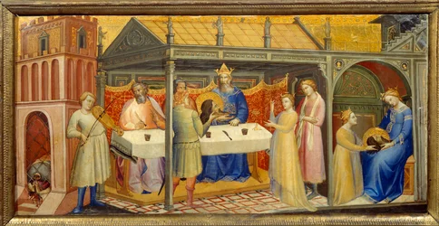 Herode Banquet de Herode (Herode Antipas): Herodiaden (Salomen) tytär, joka kutsuttiin tanssimaan Heroden syntymäpäivänä, viettelee Herodeksen, joka vannoo valalla antamansa hänelle kaiken, mitä hän pyytää. Hän vastaa äitinsä yllytyksestä: "Anna minut tänn