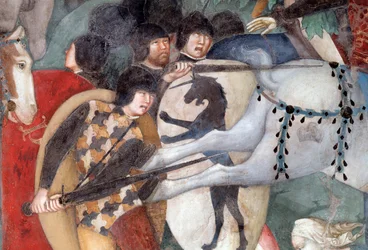 Ristiinnaulitseminen, sotilaiden yksityiskohta (Fresko