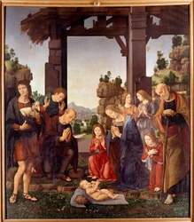Paimenten palvonta Lorenzo di Credin (1458-1537) maalaus 1400-luvun su. 2,24x1,96 m Firenze, galleria degli Uffizi (toimistot)