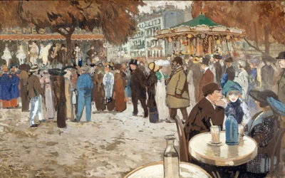 Fête foraine, boulevard de Clichy, n. 1910 (öljy kankaalle)