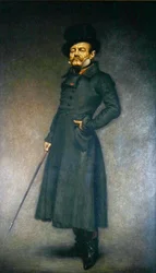 Firmin Gemier (1869-1933) eversti Bridaun roolissa Emile Fabren (1869-1955) näytelmässä "La Rabouilleuse"