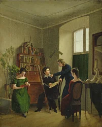 Taiteilija studiossaan, 1828