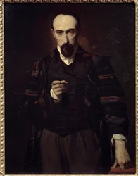 Muotokuva Achille Deveriasta (1800-1857) taidemaalari ja kaivertaja. Louis Boulangerin (1806-1867) maalaus