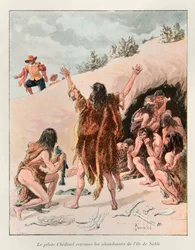 Bombled Louis (1862 - 1927); Chedotel-lentäjä löysi hylätyn Sable-saaren vuonna 1603 (Marquis de la Rochen vuoden 1598 retkikunnan selviytyjät saarelta lähellä Newfoundlandia); Eugene Gueninin Uuden Ranskan historia - 1900 - Kokoelma, osa.