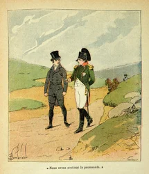 Bombled Louisin (1862-1927) kuvitus kreivi Emmanuel de Las Casesin (1766-1842) kirjasta "The memorial se Sainte Helene": Las Cases et Napoleon a Ste Helene, yksityinen kokoelma