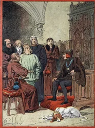 Ranskan kuningas Ludvig XII (1462-1515) vastaanottaa Pariisin porvarit parloir aux bourgeois -huoneistossa, Pariisin ensimmäisessä kaupungintalossa 26.11.1514 (Ranskan kuningas Ludvig XII vastaanottaa "" Burgesses -huoneessa", ensimmäinen Pariisin kaupungi