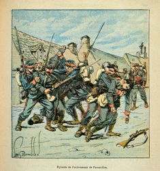 Eugene Sergentin Loiren armeija, joka tunnetaan nimellä Grenest, kuvittanut Louis Bombled (1862-1927) (Ranskan ja Saksan sota; kampanja 1870 -1871): Taistelu preussilaisten ja ranskalaisten välillä vuonna 1870, yksityinen kokoelma