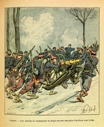 Eugene Sergeantin itäinen armeija, joka tunnetaan nimellä Grenest, kuvannut Louis Bombled (1862-1927) (Ranskan ja Saksan sota; kampanja 1870-1871): Joulukuu 1870, Longeaun taistelun aikana, Regelin komentajan motiivit pelastettiin tykki vihollisen kuusen a