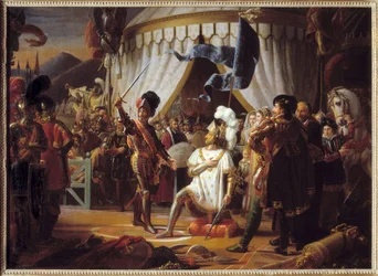 Ranskalainen Francis I pyysi, että Chevalier Bayard ryöstää hänet voiton jälkeen Marignanon taistelussa Italiassa, 1515 -
