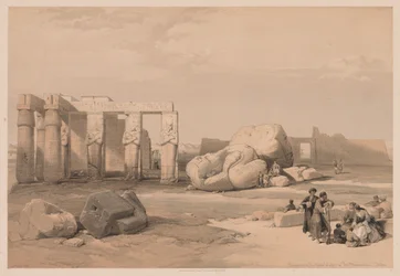 Egypti ja Nubia: Volume II - No. 4, Fragments of the Great Colossi, at the Memnonium, 1838.