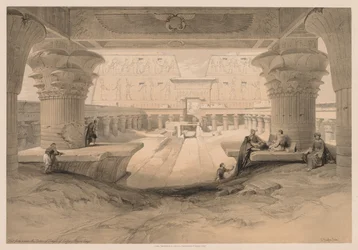 Egypti ja Nubia: Osa I - nro 32, Näkymä Edfoun temppelin portikon alta..., 1838.
