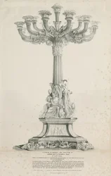 Ilam Hall - kynttelikkö: litografia, 1832