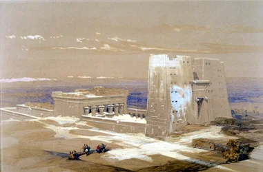 Edfun hiekkakivitemppeli, omistettu haukkapäiselle Horukselle, Egyptissä, 1838