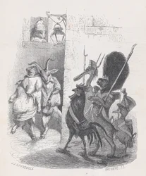 Useammin kuin kerran lähtiessään naamiopallolta partio pidätti herra de ***n..., noin. 1837-47.