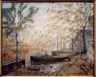 Joen ranta. Louis Carrandin maalaus (1821-1899)