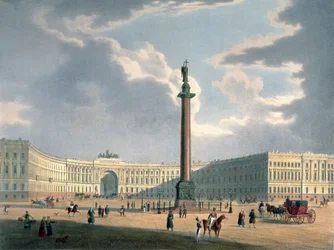 Aleksanterin pylväs ja armeijan päämaja Pietarissa, Lemercier, Pariisi, 1840-luku