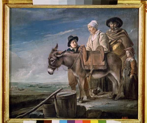 Maitoneidon perhe. (Maitosaidan perhe). Talonpoikaperhe aasin kanssa. Louis Le Nainin (1593-1648) maalaus