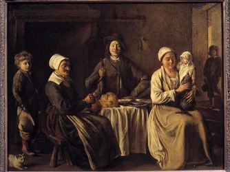 Paluu kasteesta eli "Onnellinen perhe", 1642. Mitat: 0,61 x 0,78 m