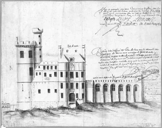 Portin ja Hotel de Neslen julkisivu, 1662 (tussi ja tussi ja pesu paperille)
