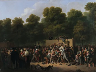 Viinin ja ruoan jakelu Champs-Elysées