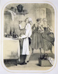 Ahmatti keittiössä, sarjasta Seitsemän kuolemansyntiä kuvaava vedos, n. 1850