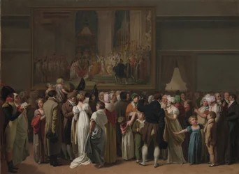 Yleisö katselee Davidin "Kruunajaisia" Louvressa