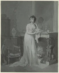 Nainen takan edessä, n. 1803.