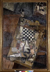 Asetelma shakin kanssa. Louis Markuksen maalaus, joka tunnetaan nimellä Louis Marcoussis (1878-1941)