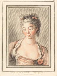 Alas katsovan nuoren naisen rintakuva, 1773 tai myöhemmin.