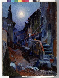 Auriol, kuja kuutamolla Louis Mathieu Verdilhanin (1875-1928) maalaus Dim. 81x59 cm Pakollinen maininta: Kokoelman perustan terveisiä Provencesta, Marseillesta