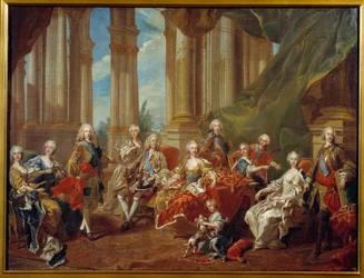 Espanjan kuningas Philip V (1683 - 1746) perheineen. Luonnos: Louis Michel Van Loo (1707-1771)