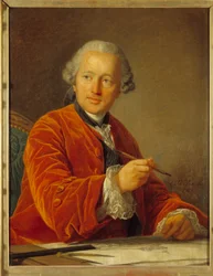 Germain Soufflotin (1713-1780) muotokuva Pantheonin arkkitehdin Louis Michel van Loon maalaus (1707-1771) 1700-luku 0,79x0,62 m