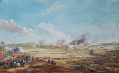 Perspektiivinäkymä Lauffeldin (Lawfeldin) taistelusta 2. heinäkuuta 1747.