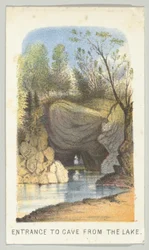 Sisäänkäynti luolaan järveltä, sarjasta Views in Central Park, New York, osa 2, 1864.