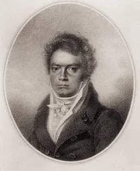 Beethoven, Ludwig, pakettiauto. saksalainen säveltäjä (kaiverrus)