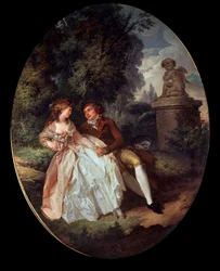 Galante-kohtaus (Amorin kanssa) Louis Trinquessen (1746-1800) maalaus 1700-luvun Tours, Musee des Beaux Arts