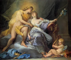 Antoine Boizotin (1702-1782) Apollon silittelevä Leukohoe-maalaus 1737 Dim. 1,67 x 2 m. Retket, Kuvataidemuseo