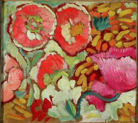 Kukat Agayn puutarhasta, n. 1908 (öljy kortille)