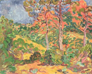 Aurinko puiden läpi, n. 1908-09 (öljy kankaalle)