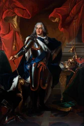 Saksin Frederic-Augusten (Frederic Auguste) muotokuva, joka tunnetaan nimellä Vahva (1670-1733), sitten Augustus II Puolan kuningas (Puolan ja Saksin Frederick Augustuksen muotokuva (1670-1733)) Louis de Silvestren (1675-) jälkeinen maalaus 1760) Öljy kank
