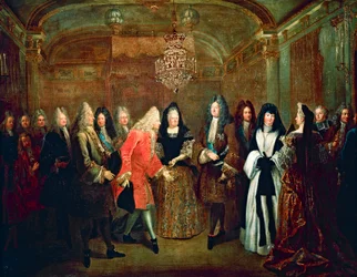 Ludvig XIV vastaanottaa Saksin vaaliruhtinas Frederick Augustus II:n Fontainebleaussa 27. syyskuuta